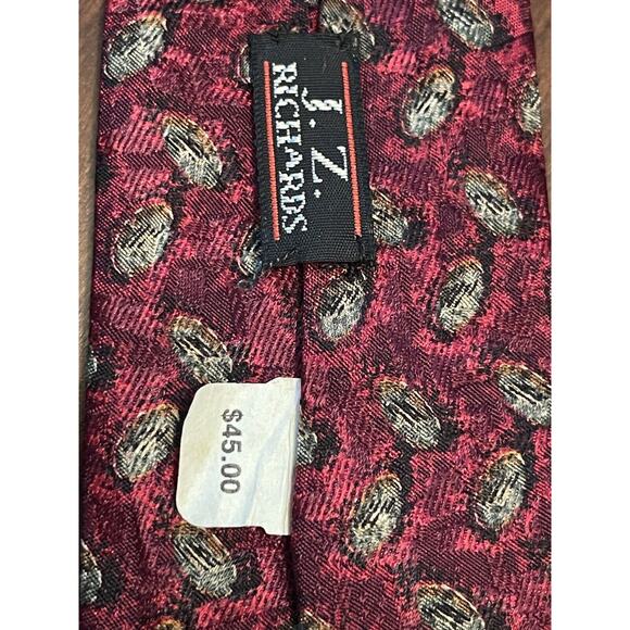 J. Z Richards Red Black Green Hand Made 100% Silk Men’s Neck Tie Made In USA - Picture 8 of 10